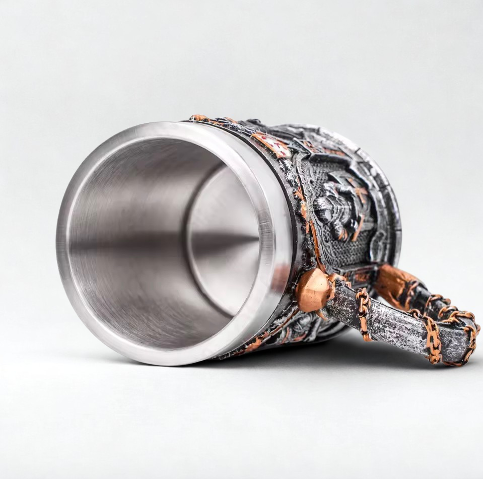 Knight Roots™ Medieval Tankard – Handcrafted Stainless Steel Mug (32oz)